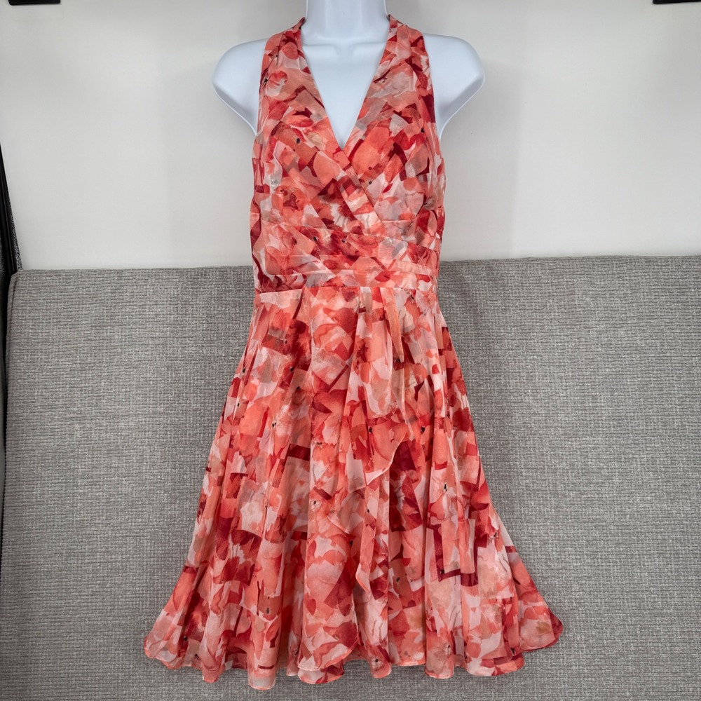 White House Black Market Dress Womens 4 S Floral Halter Tiered Romantic Flowy